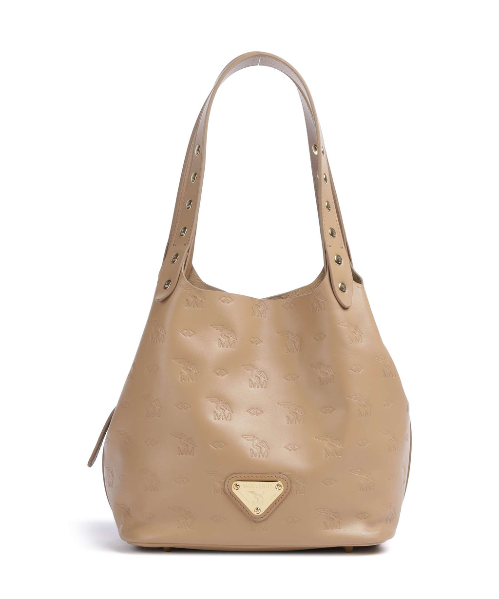 Maison Mollerus Stampato Liddes Hobo bag cappuccino