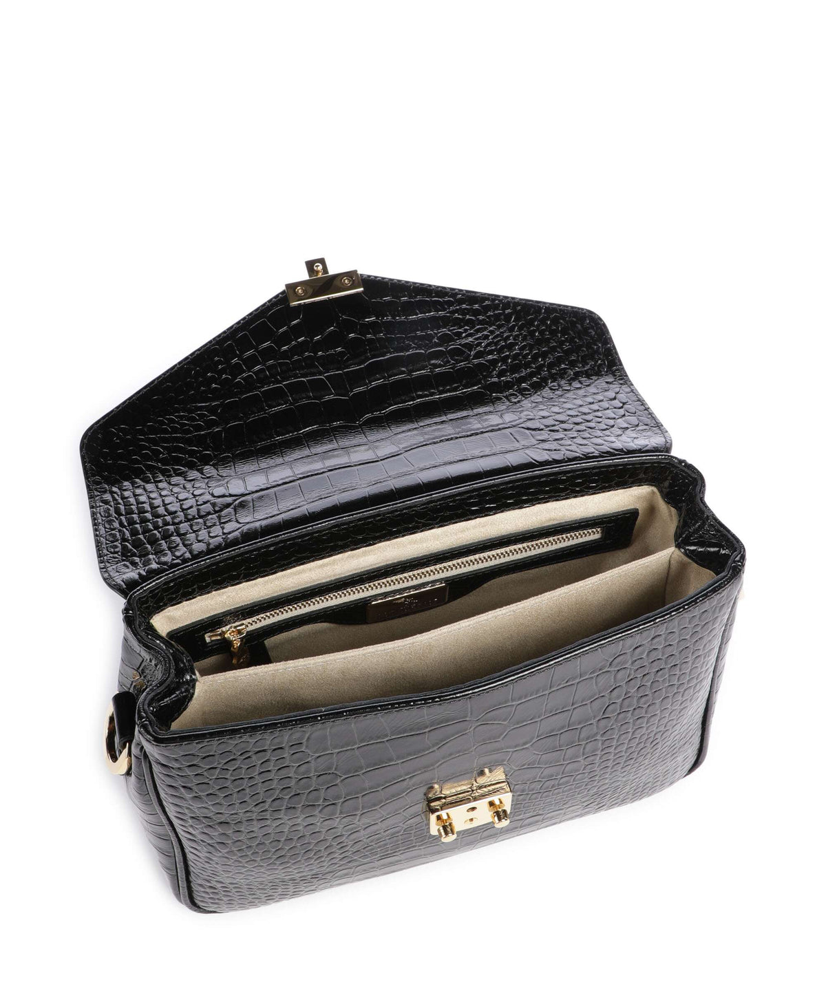 Maison Mollerus Croco Marly Crossbody bag classic schwarz