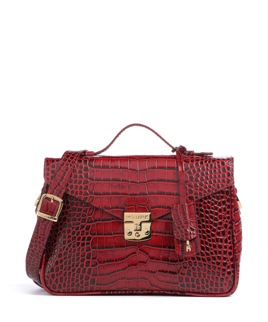 Maison Mollerus Croco Marly Crossbody bag antique rot