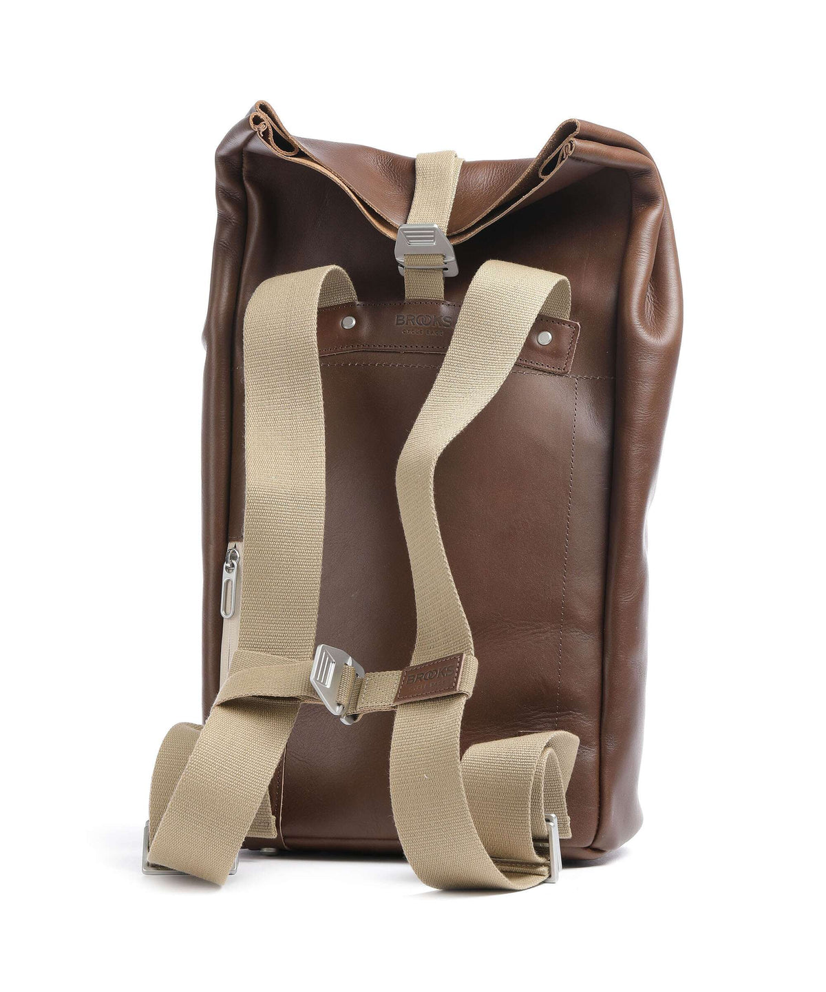 Brooks England Pickwick Leather Small Rolltop backpack dark tan