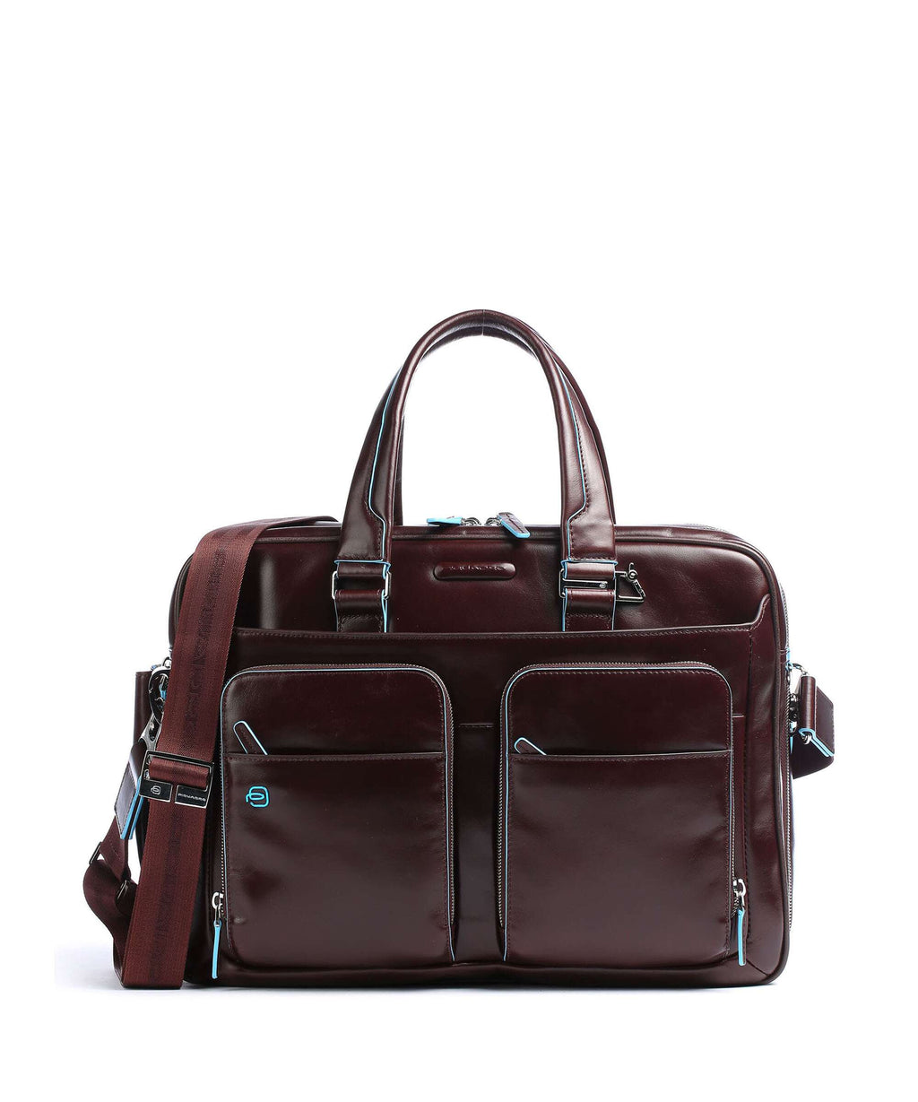 Piquadro Blue Square Briefcase mahogany
