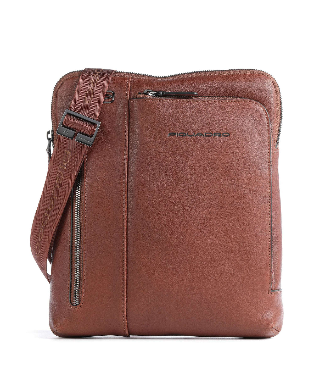 Piquadro Black Square Crossbody bag cuoio