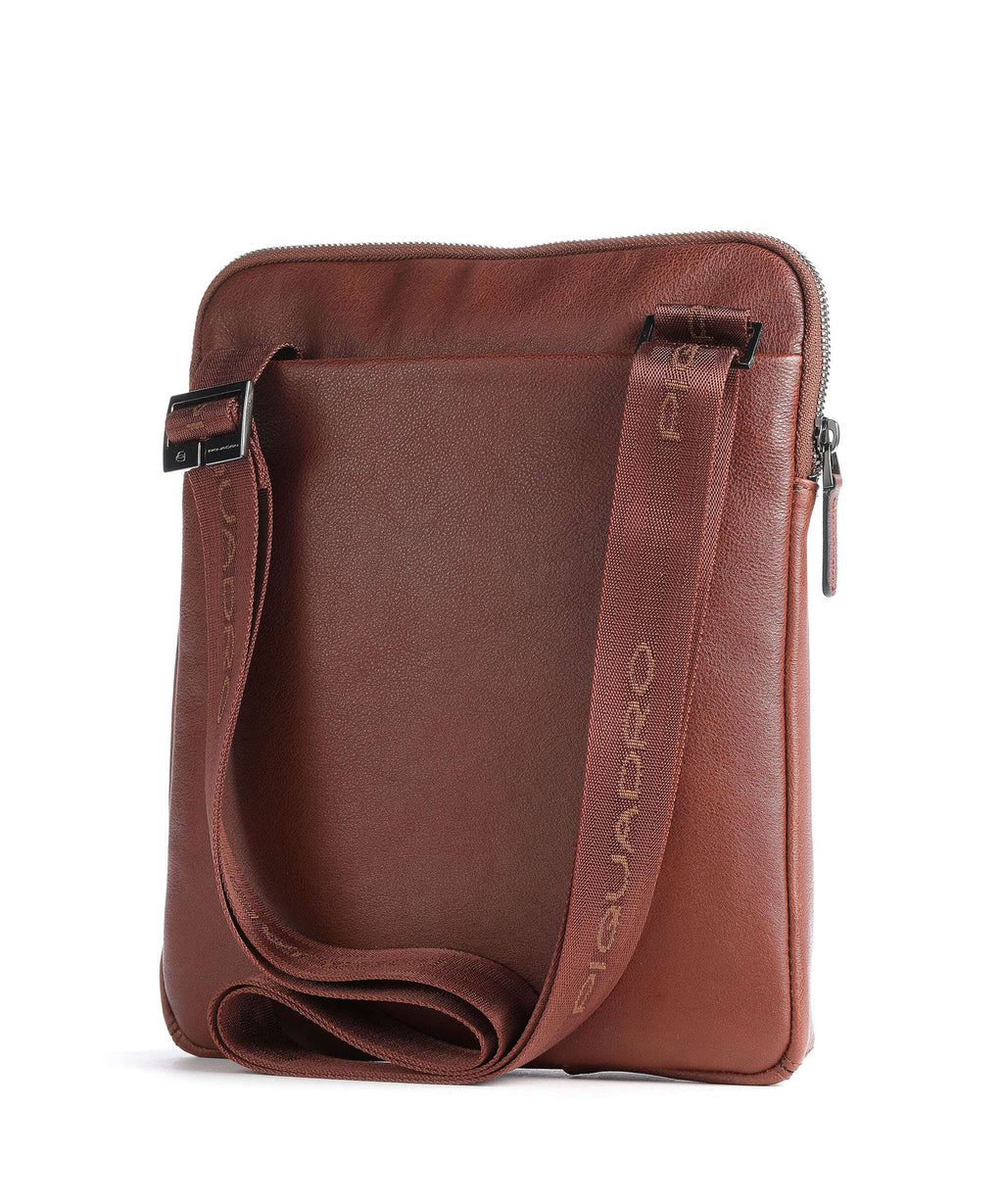 Piquadro Black Square Crossbody bag cuoio
