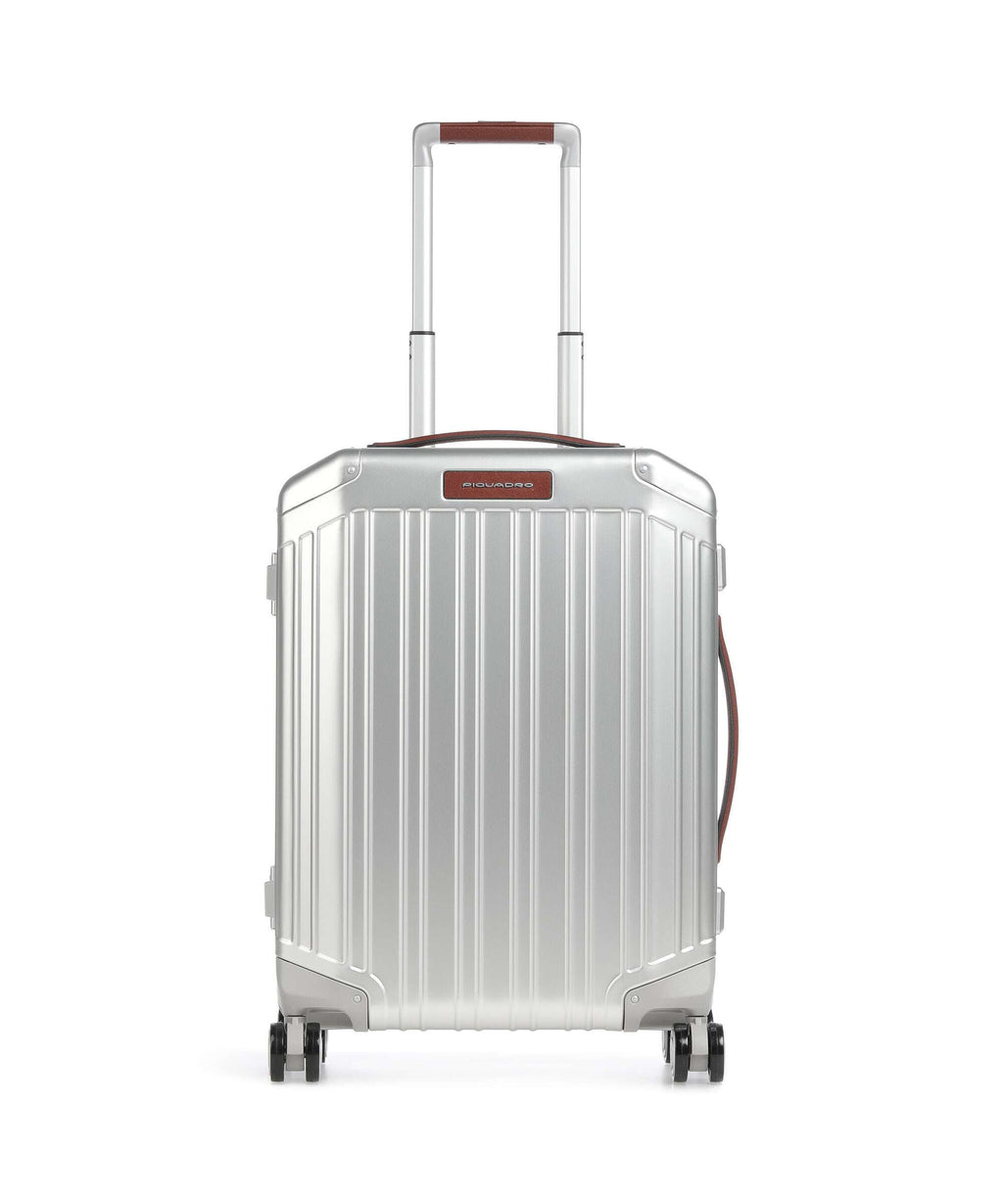 Piquadro Alu Spinner (4 wheels) grey/hide