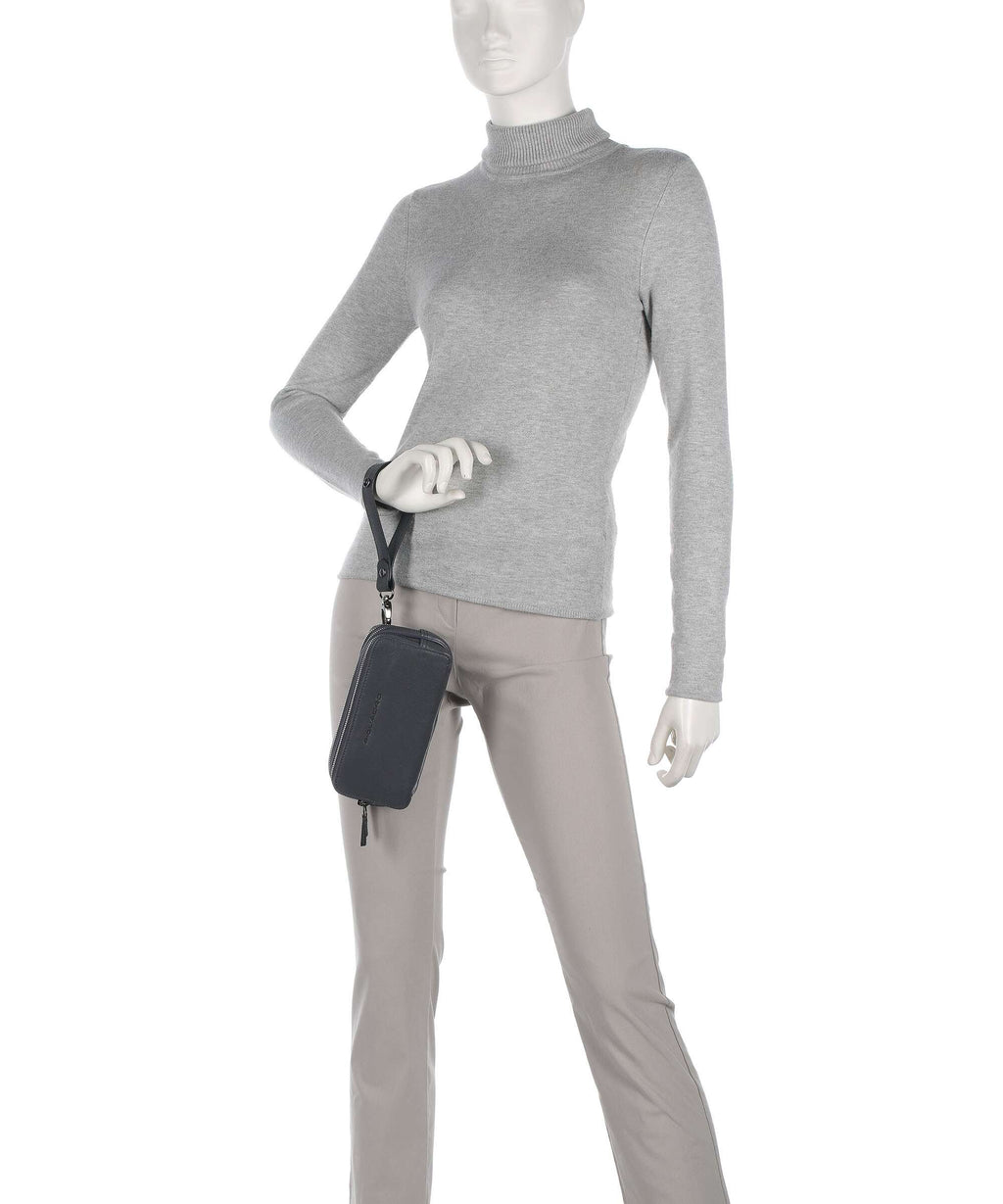 Piquadro Black Square Wristlet blue ocean