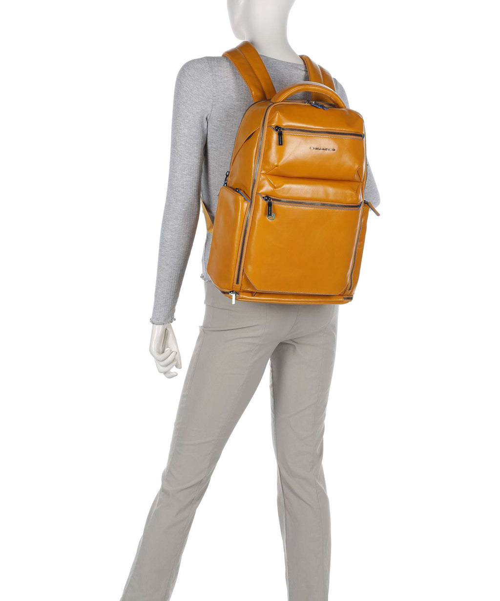 Piquadro Blue Square Backpack giallo zafferano