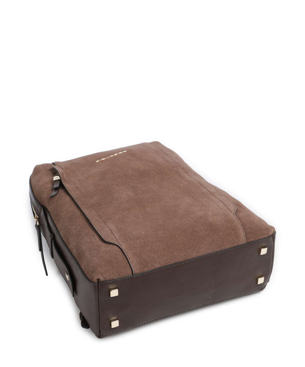 Piquadro Circle Laptop backpack suede dark brown