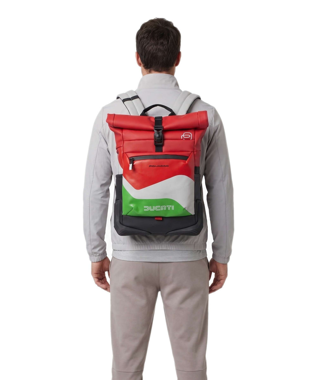 Piquadro Ducati C2OWD Rolltop backpack green/white/red