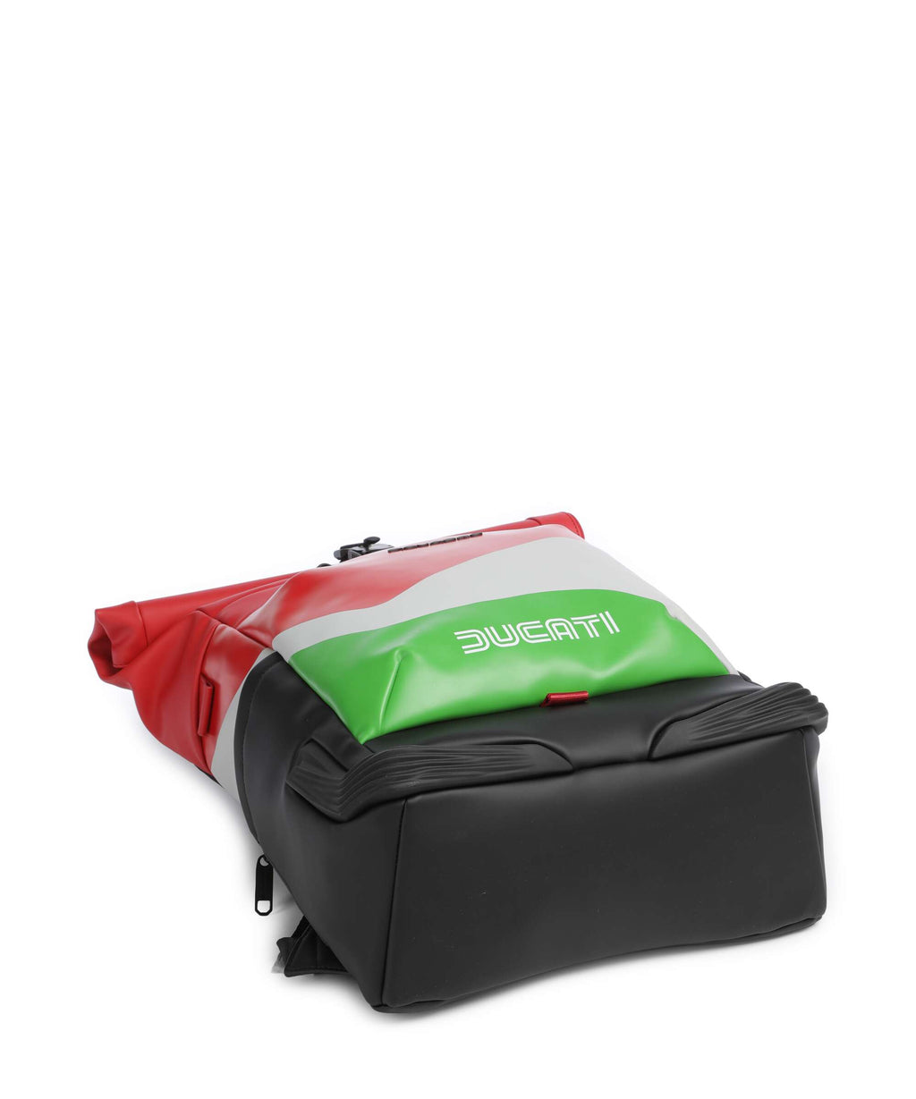 Piquadro Ducati C2OWD Rolltop backpack green/white/red