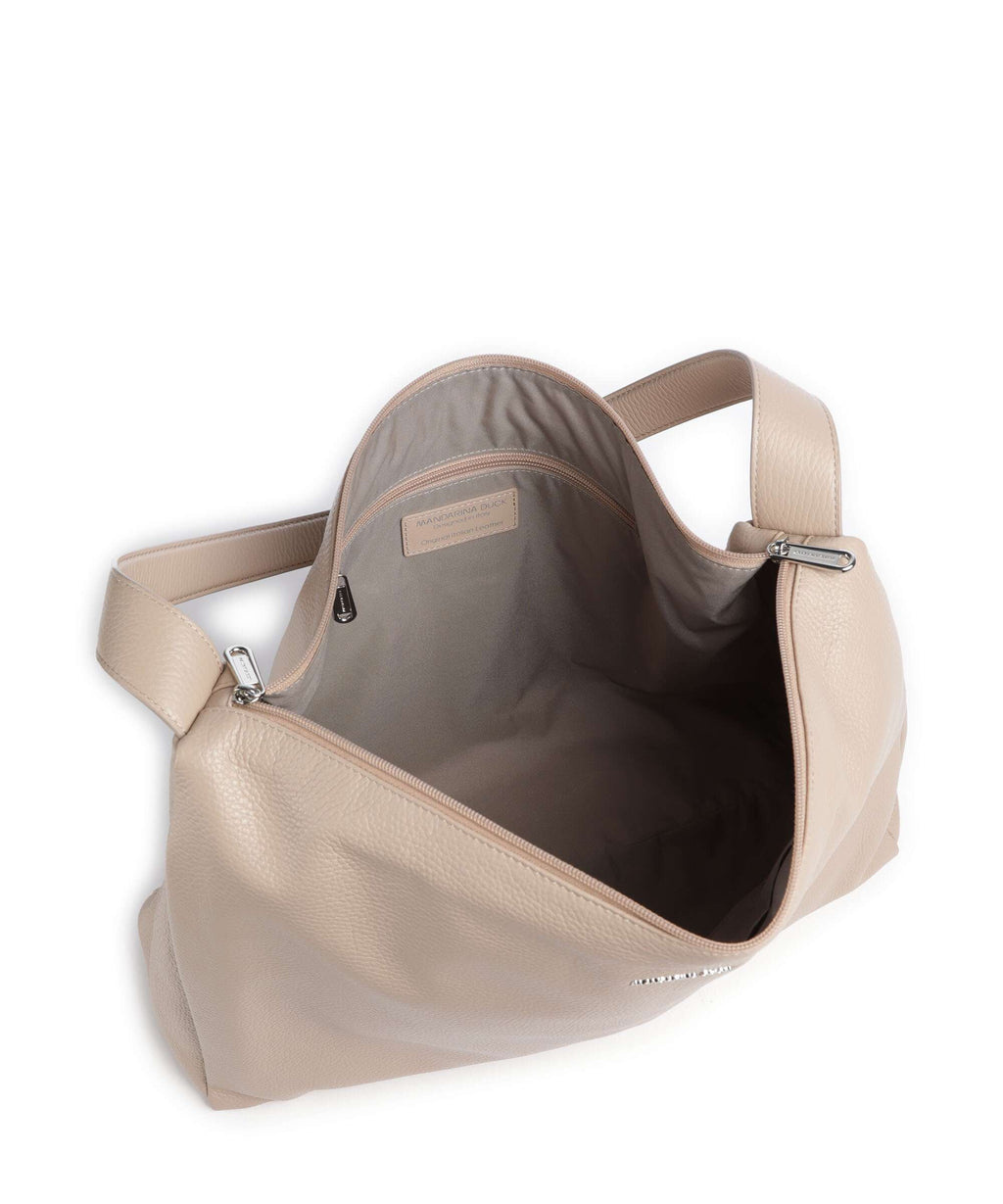 Mandarina Duck Mellow Leather Hobo bag warm taupe