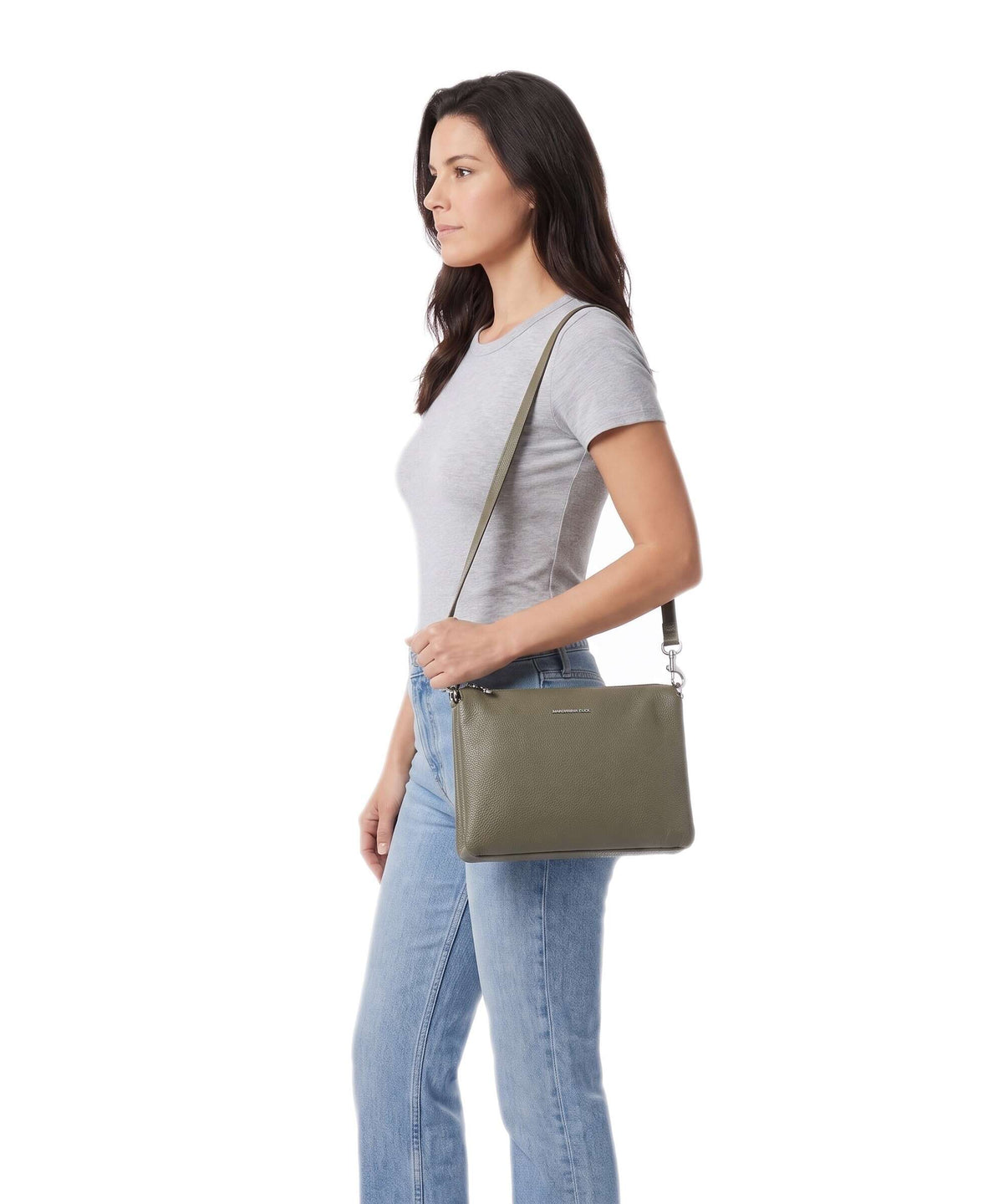 Mandarina Duck Mellow Leather Crossbody bag winter olive