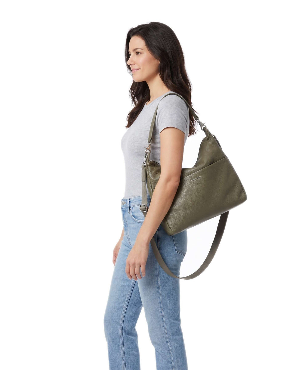 Mandarina Duck Mellow Leather Hobo bag winter olive
