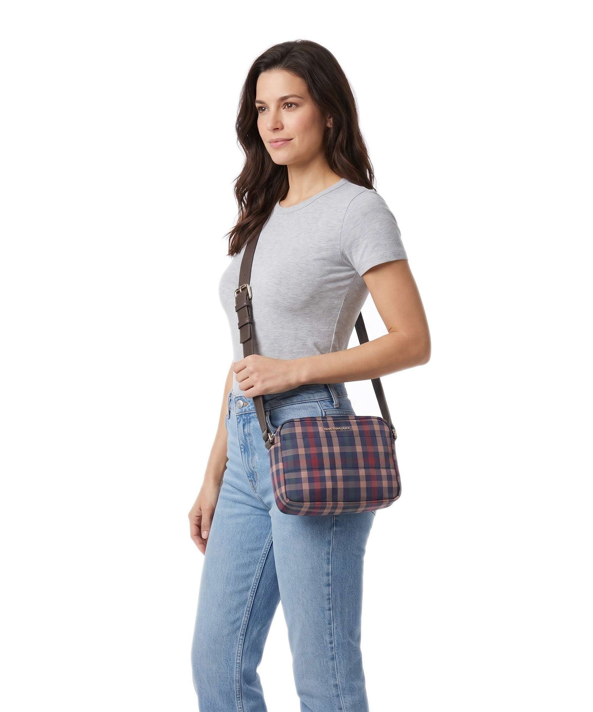 Mandarina Duck Tartan Crossbody bag tartan brown