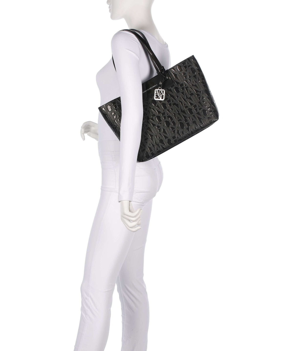 Armani Exchange Liz Patent M Tote bag black
