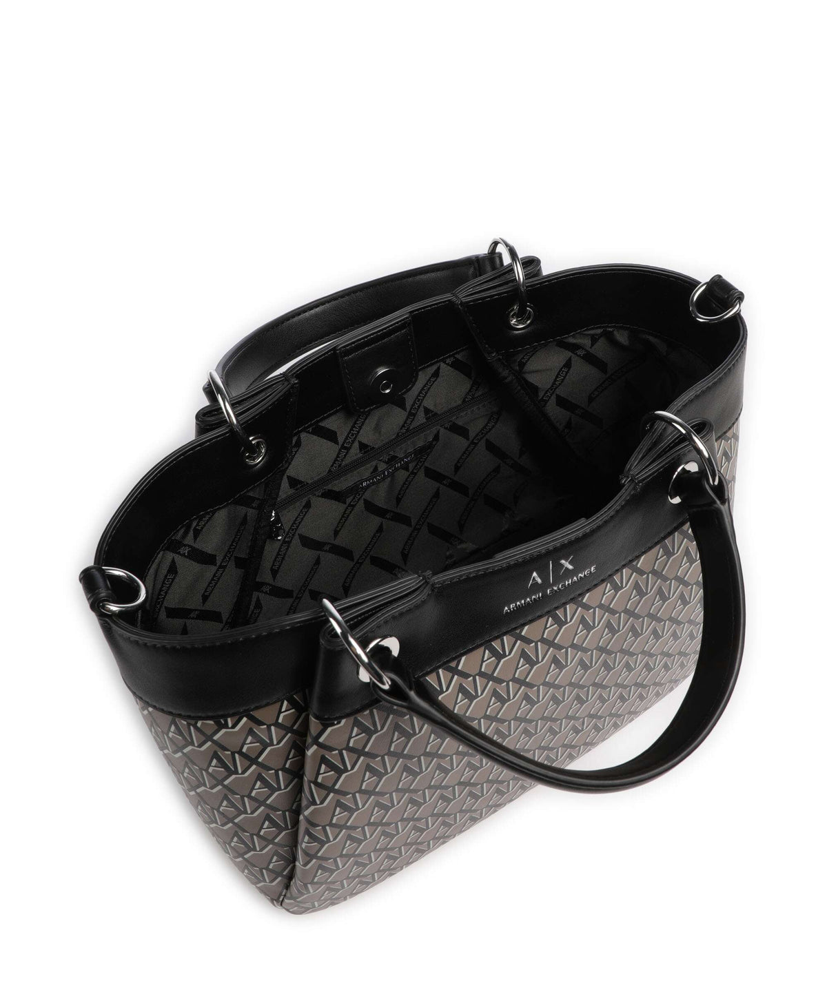 Armani Exchange Wave Monogram M Handbag brown bass/black