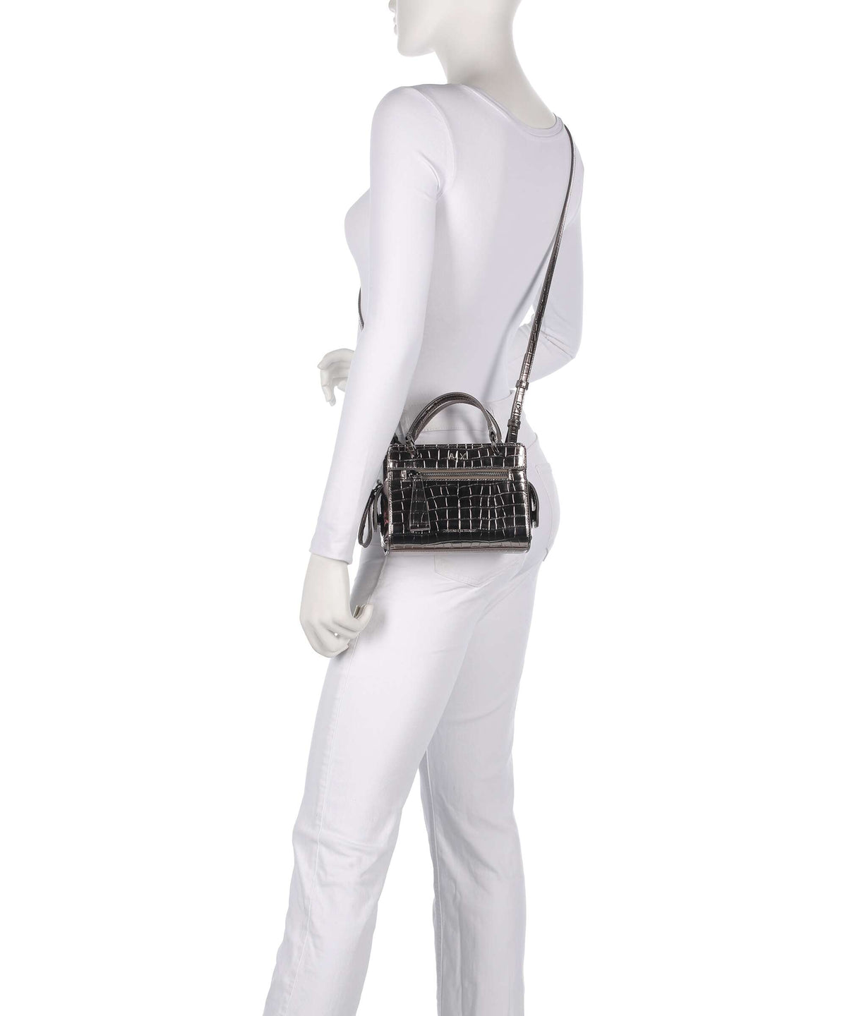 Armani Exchange Diane Mini Croco Crossbody bag gunmetal