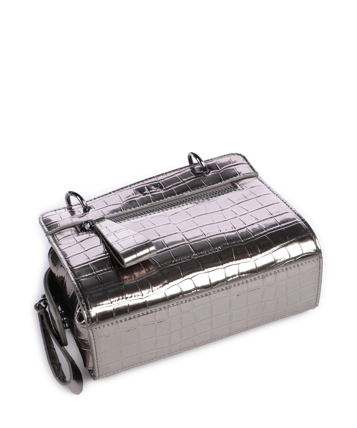 Armani Exchange Diane Mini Croco Crossbody bag gunmetal
