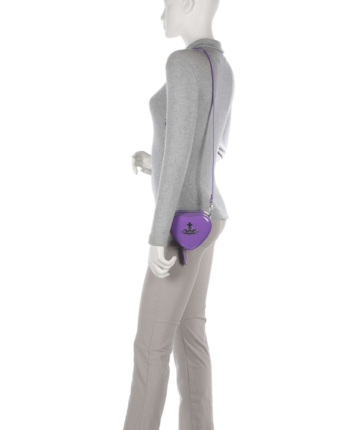 Vivienne Westwood Heart Shiny Patent Mini Crossbody bag purple