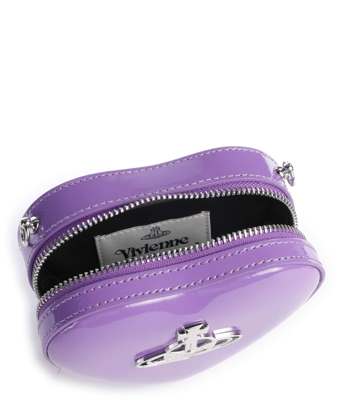 Vivienne Westwood Heart Shiny Patent Mini Crossbody bag purple