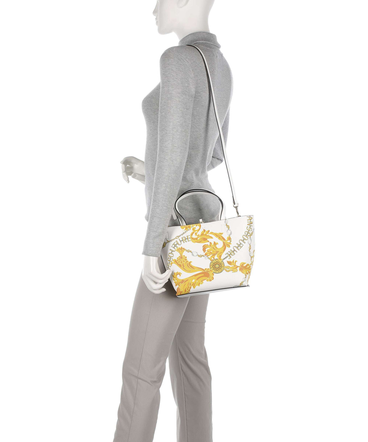Versace Jeans Couture Reversible Shopper Handbag white/gold