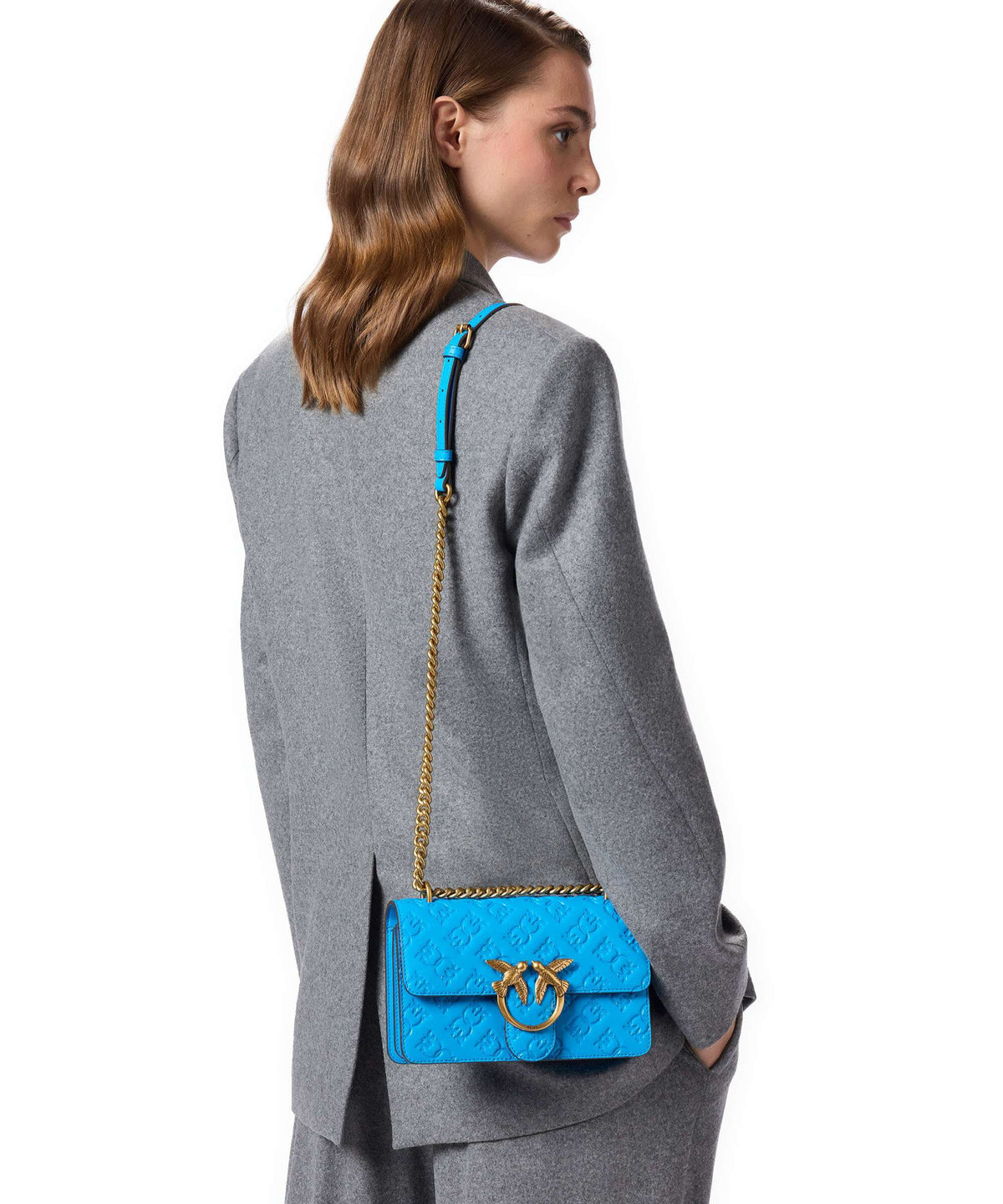 Pinko Love One Mini Shoulder bag azzurro dresda/antique gold