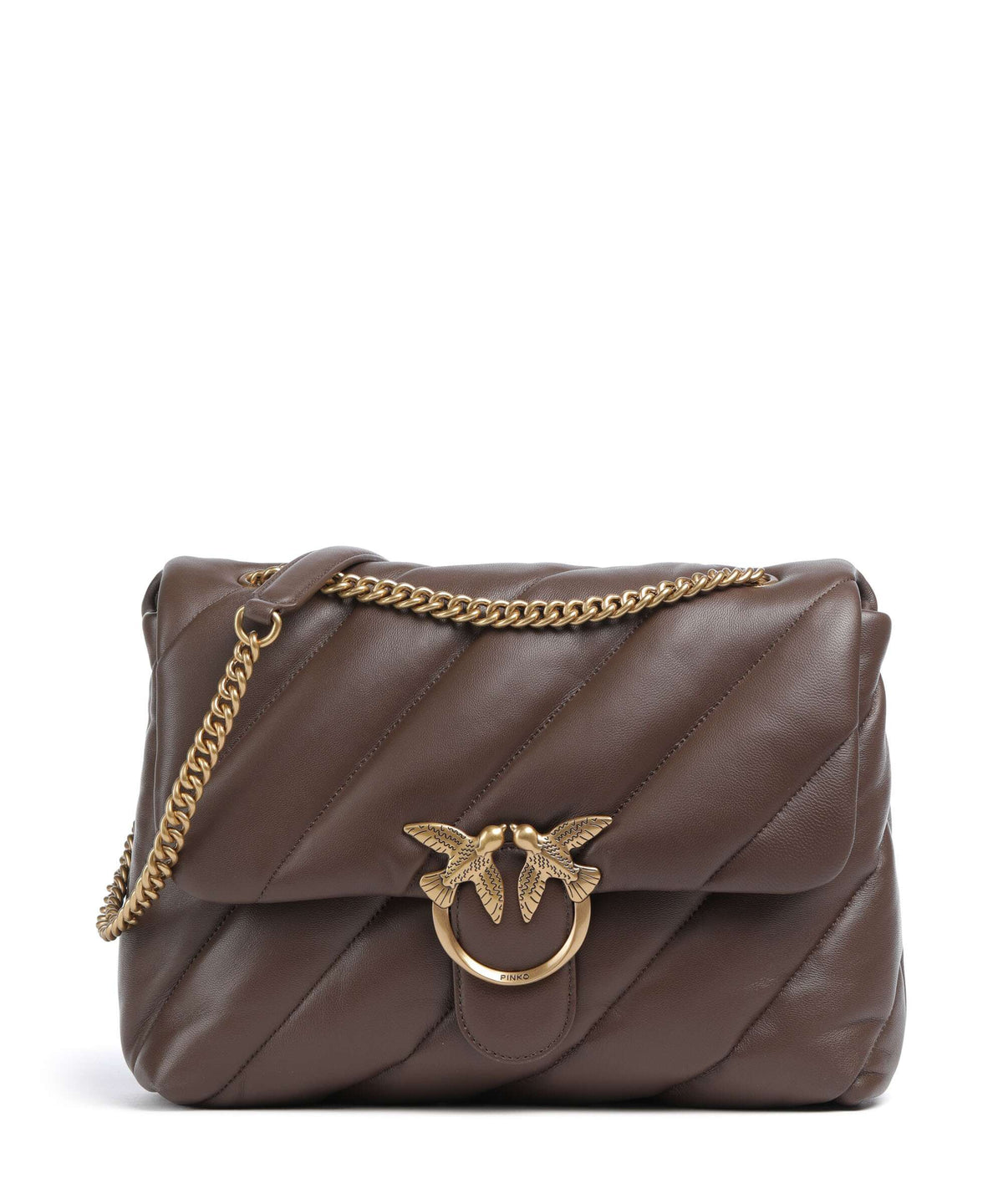 Pinko Love Puff Big Shoulder bag marrone castano/antique gold