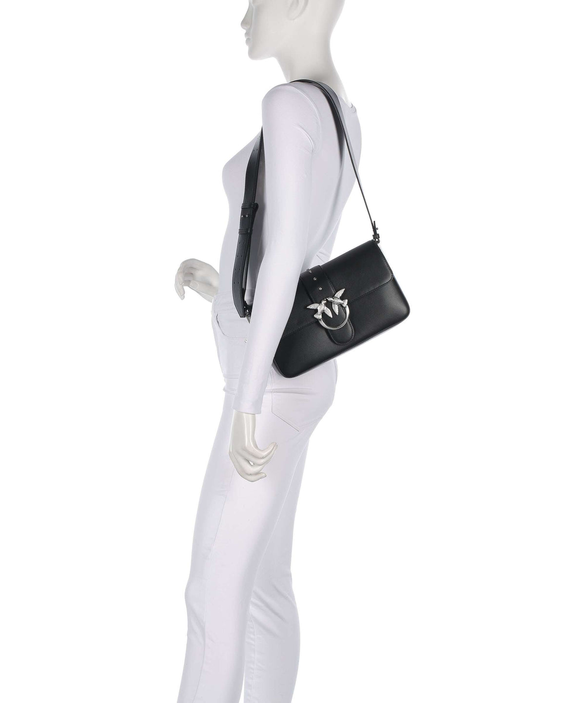Pinko Love One Classic Slouchy Shoulder bag nero limousine/matt silver