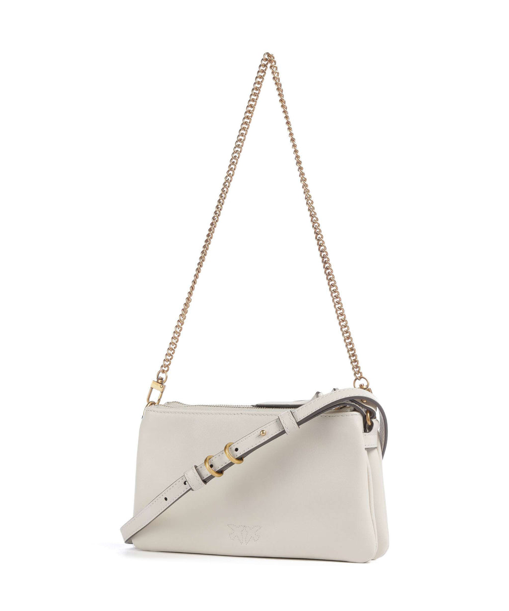 Pinko Double Mini Shoulder bag bianco seta/antique gold
