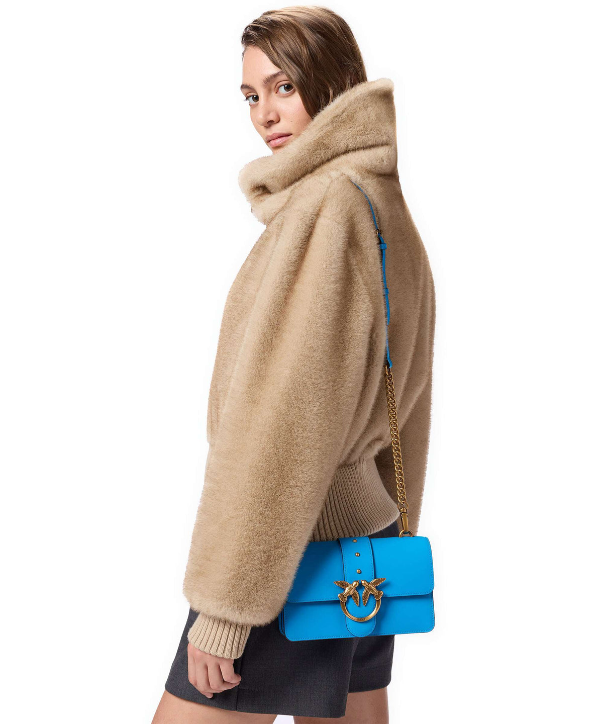 Pinko Love One Mini Crossbody bag azzurro dresda/antique gold