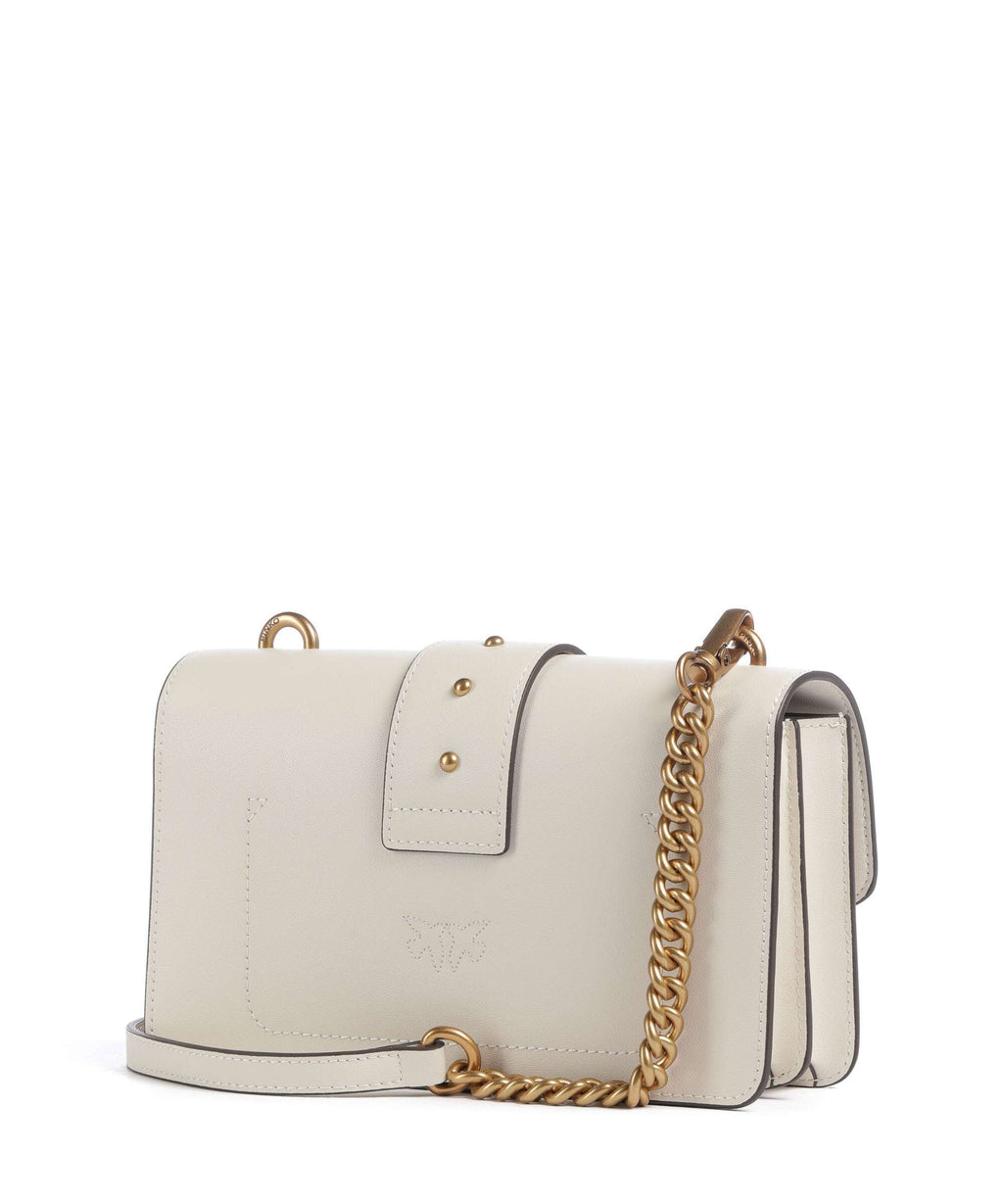Pinko Love One Mini Crossbody bag bianco seta/antique gold