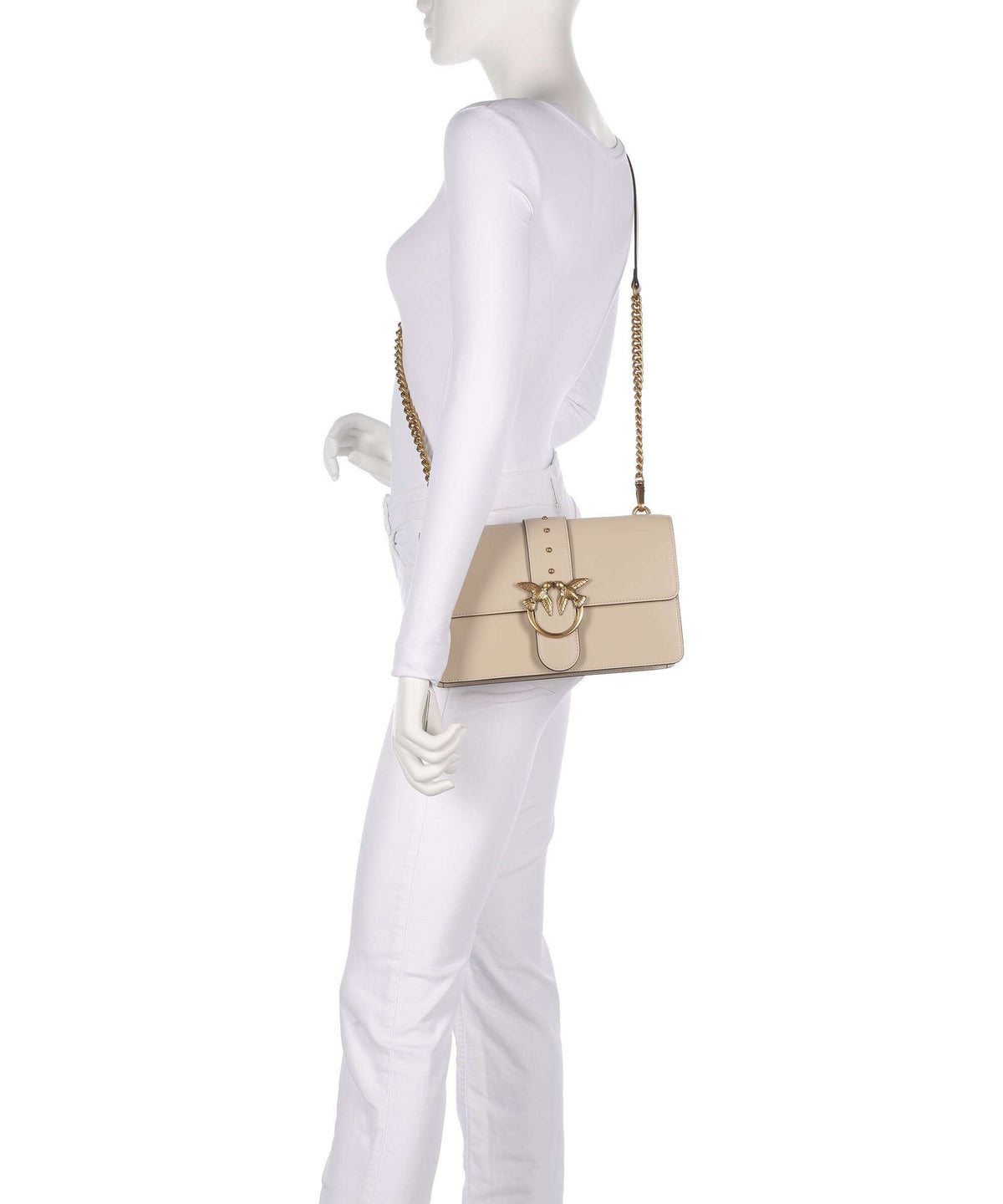 Pinko Love One Classic Crossbody bag beige/grigio fumo/antique gold