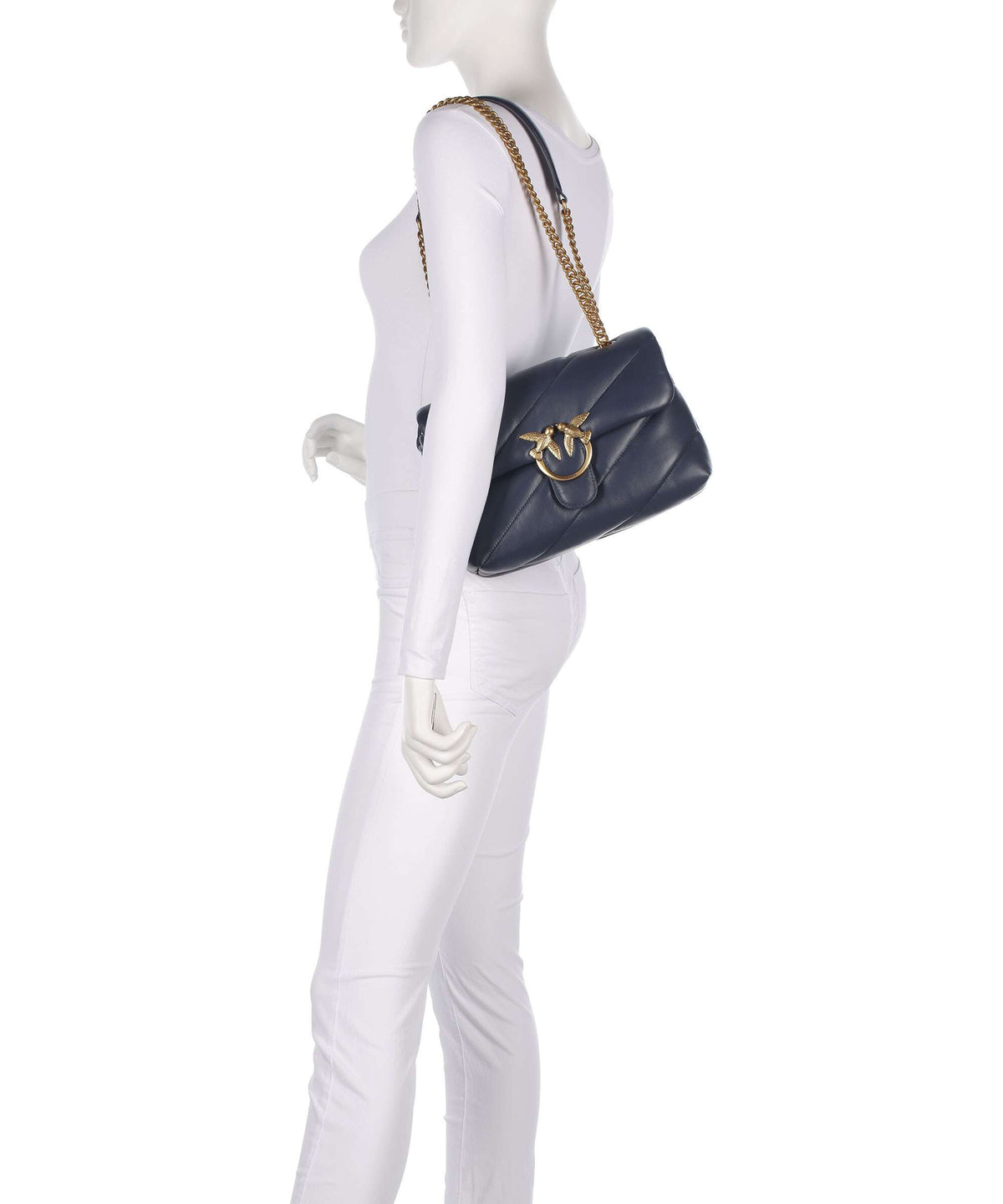 Pinko Love Puff Classic Shoulder bag blu indaco ombroso/antique gold
