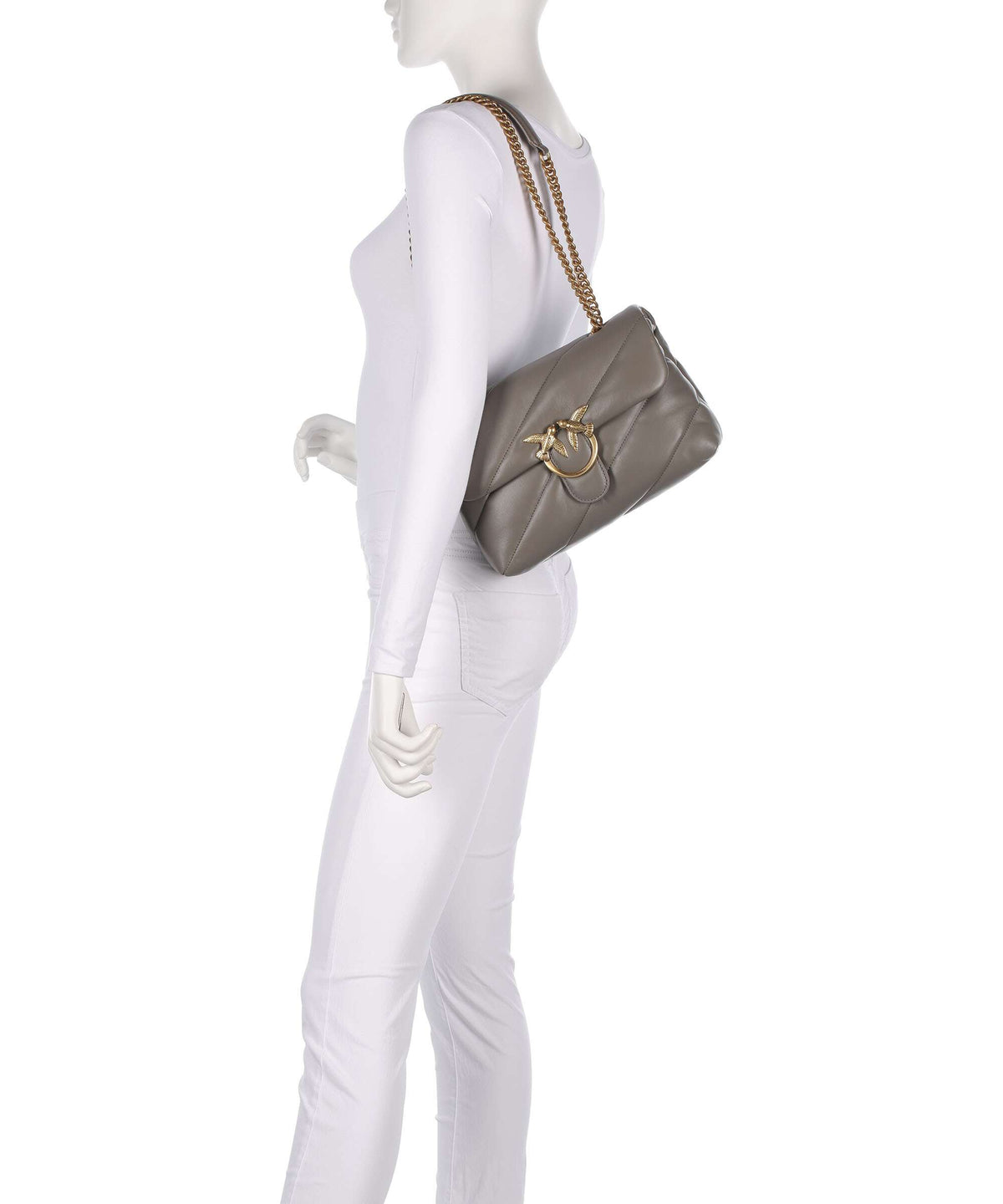 Pinko Love Puff Classic Shoulder bag grigio asfalto/antique gold