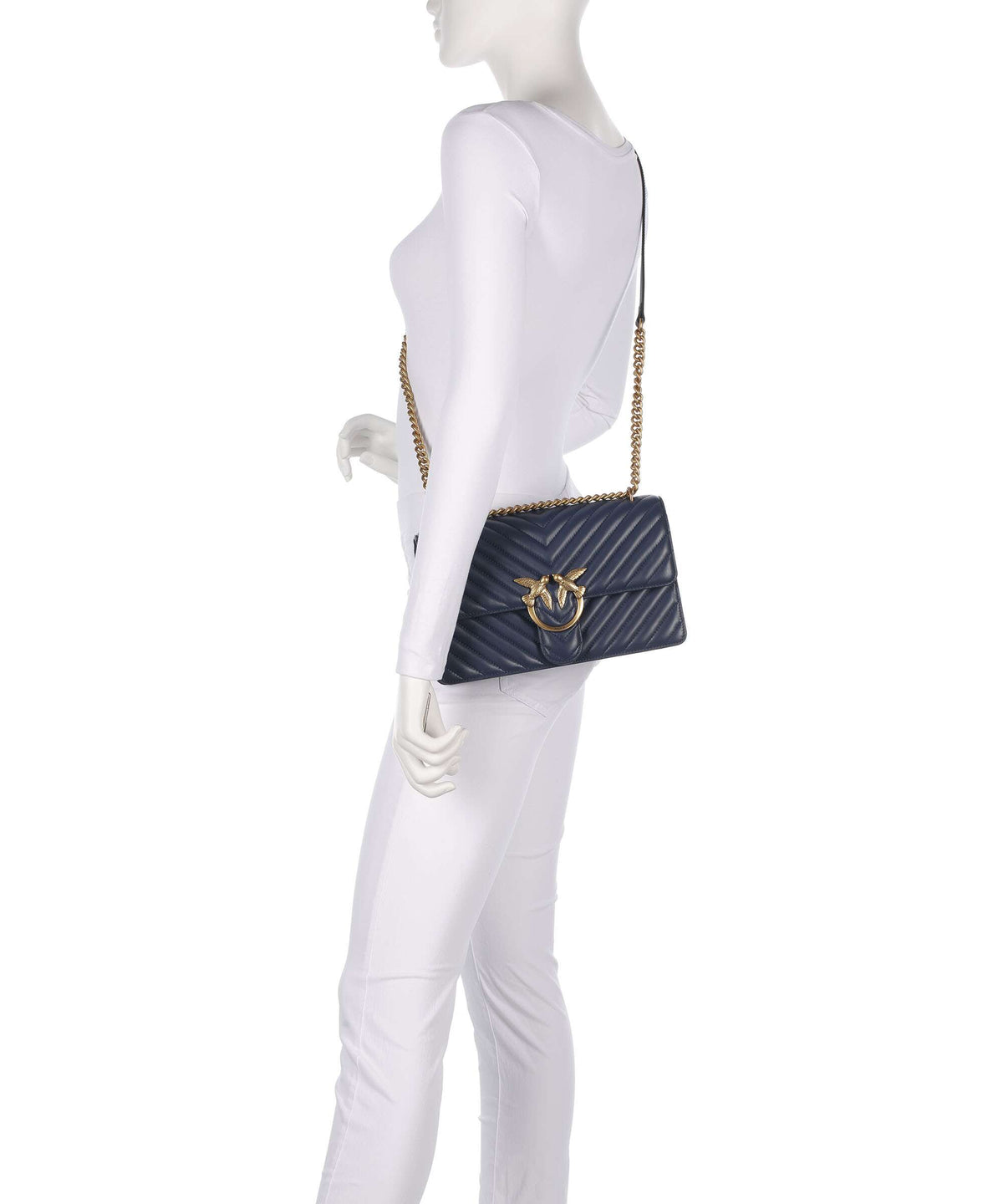 Pinko Love One Classic Shoulder bag blu indaco ombroso/antique gold