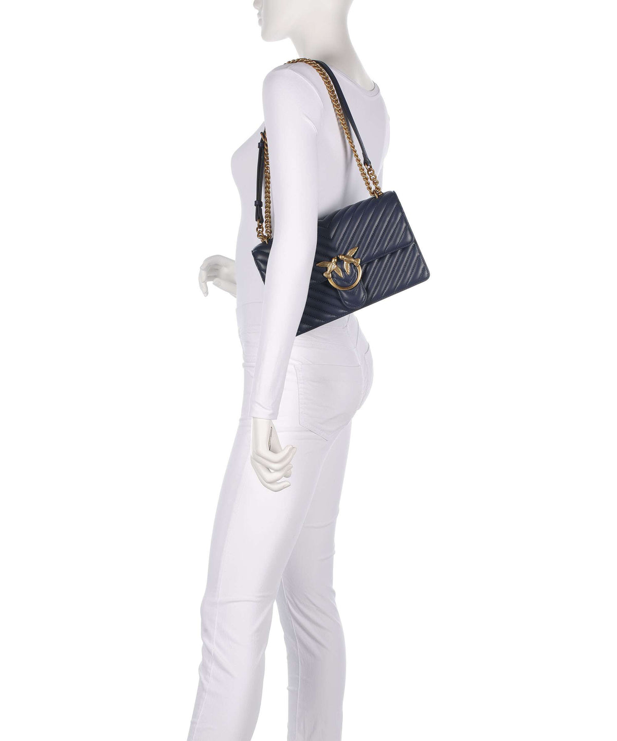 Pinko Love One Classic Shoulder bag blu indaco ombroso/antique gold