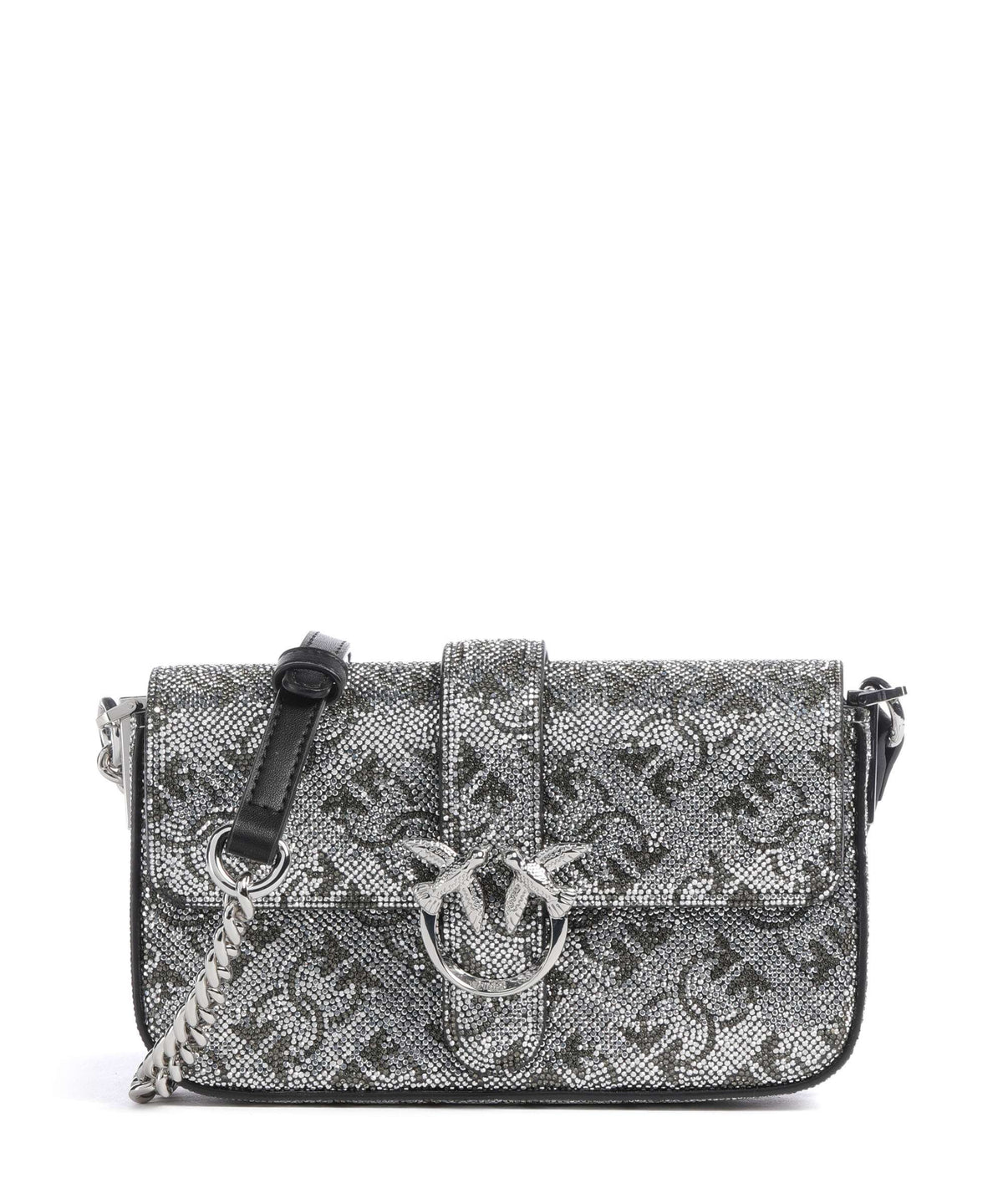 Pinko Love One Baby Slouchy Crossbody bag argento/nickel lucido