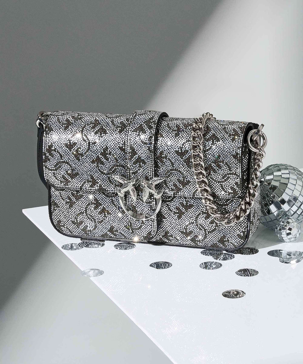 Pinko Love One Baby Slouchy Crossbody bag argento/nickel lucido
