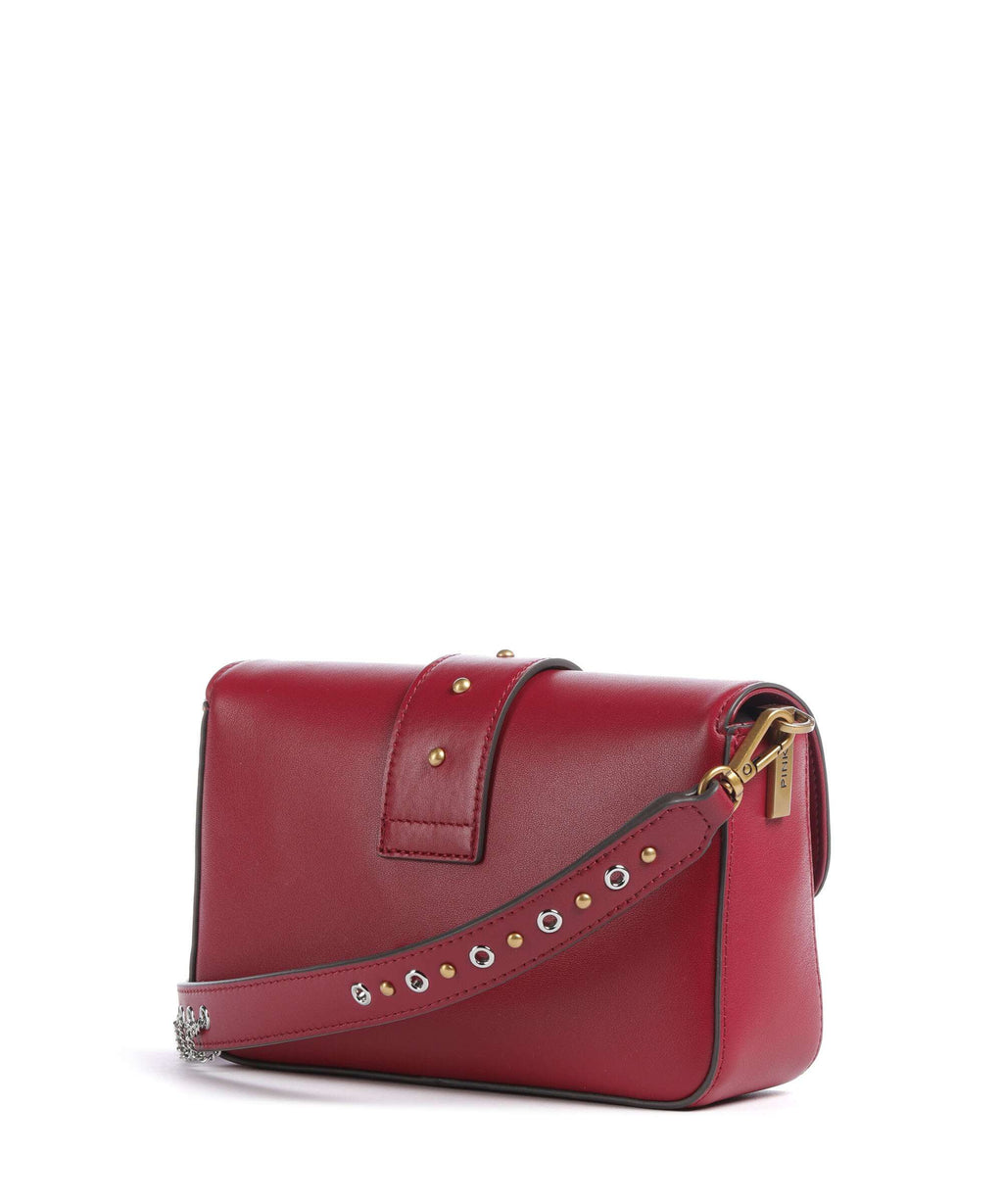 Pinko Love One Mini Slouchy Charms Crossbody bag rosso lampone/antique gold