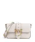 Pinko Love One Mini Slouchy Charms Crossbody bag bianco seta/antique gold