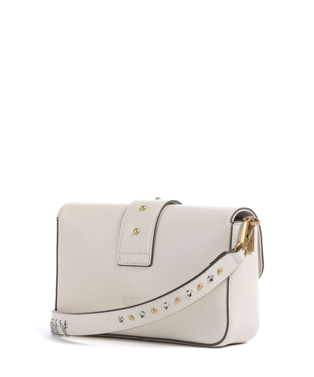 Pinko Love One Mini Slouchy Charms Crossbody bag bianco seta/antique gold