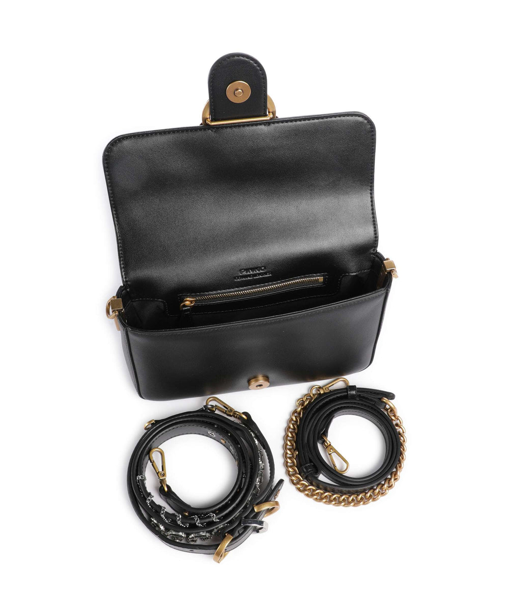 Pinko Love One Mini Slouchy Charms Crossbody bag nero/antique gold