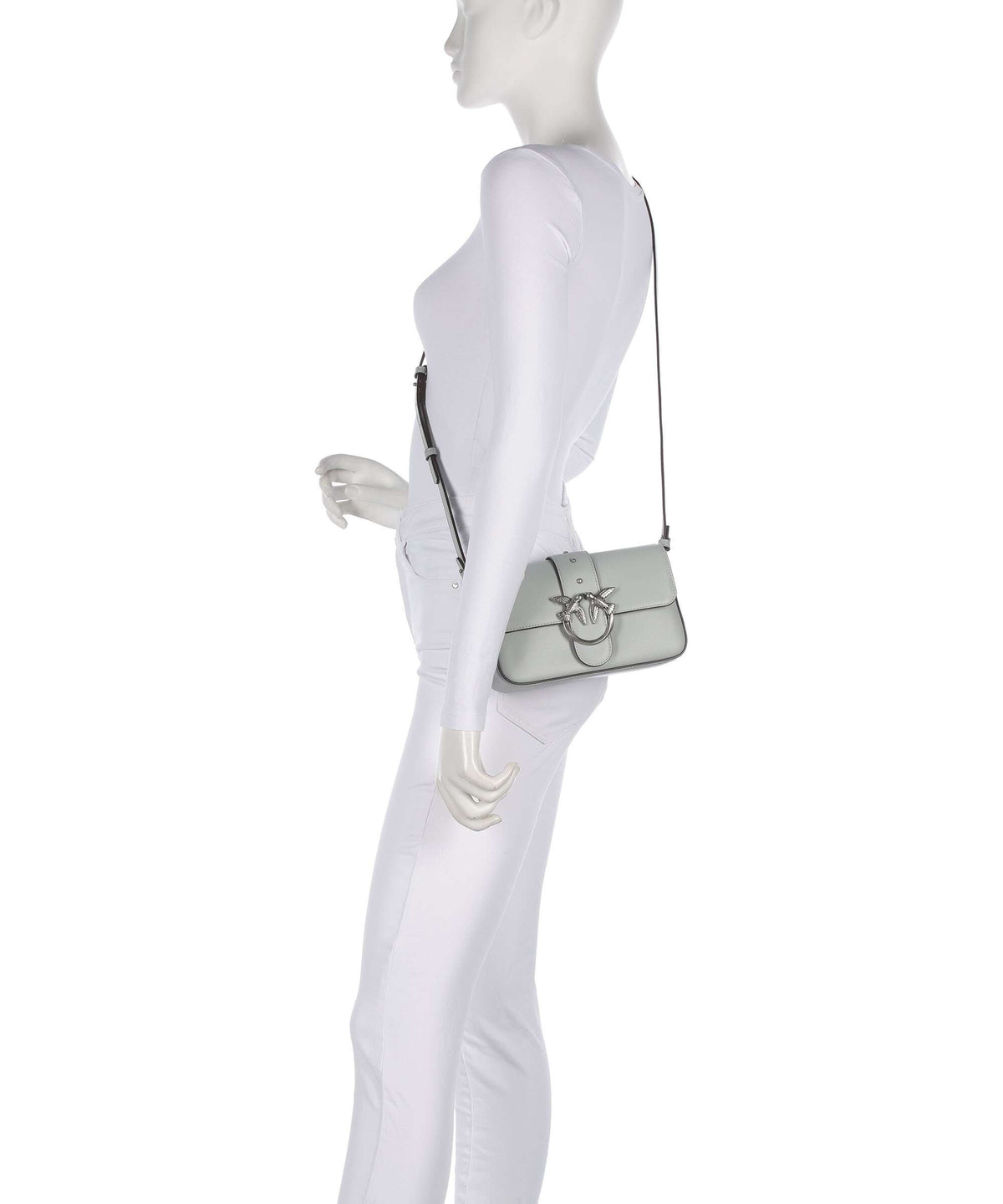 Pinko Love One Mini Slouchy Shoulder bag grigio perla/old silver