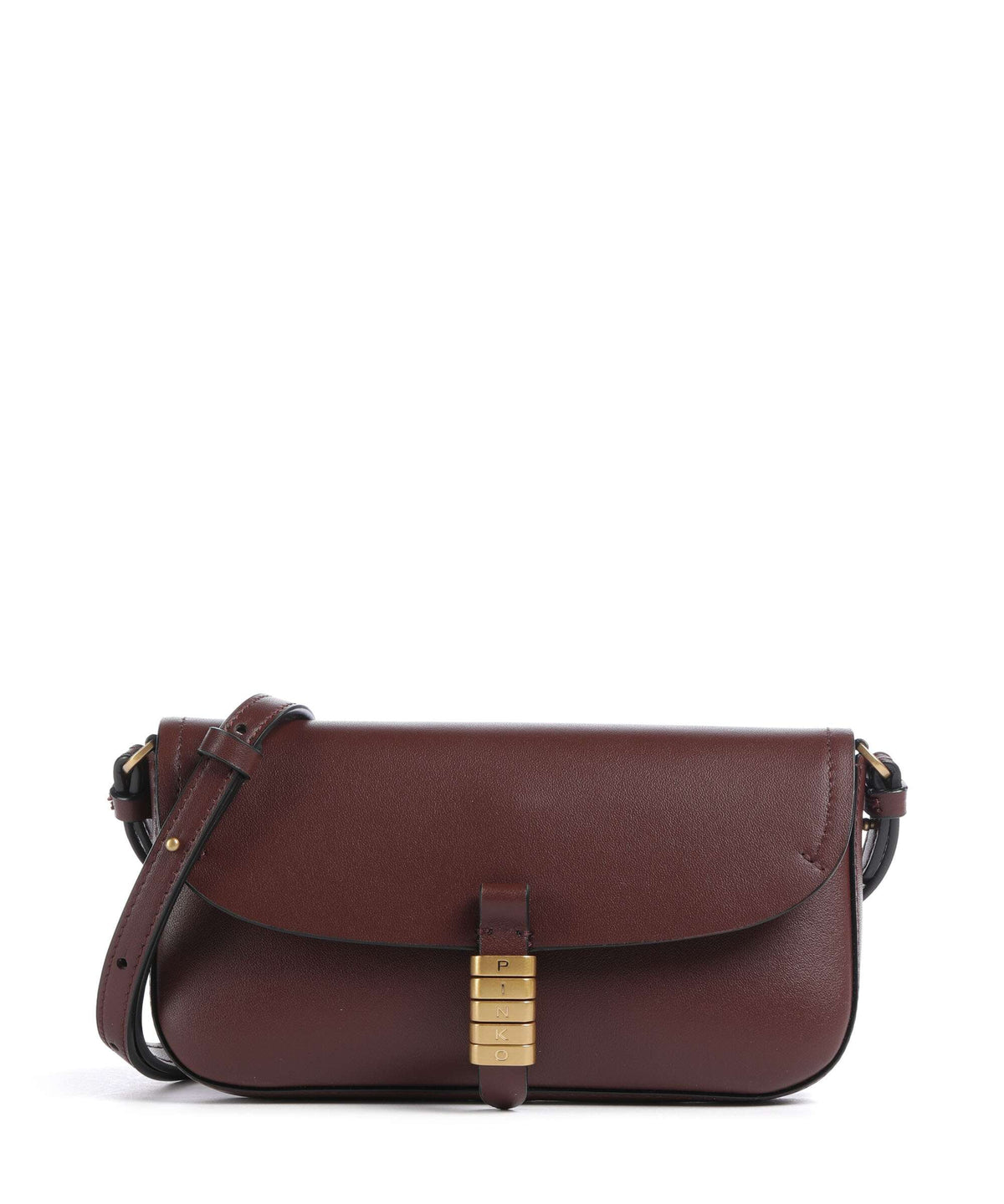 Pinko Saddle Flat Crossbody bag rosso vino/antique gold