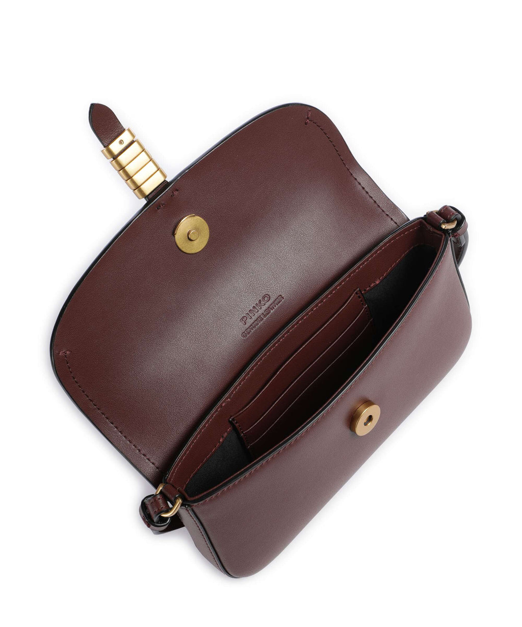 Pinko Saddle Flat Crossbody bag rosso vino/antique gold