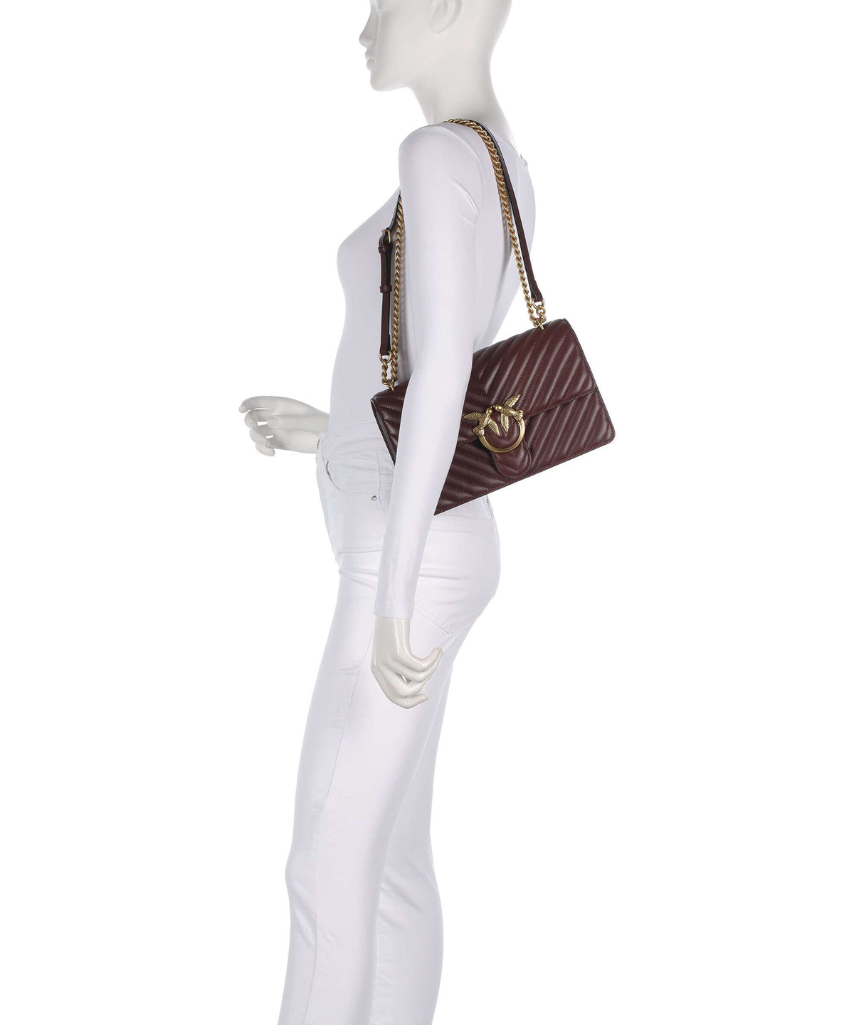 Pinko Love One Classic Shoulder bag rosso vino/antique gold