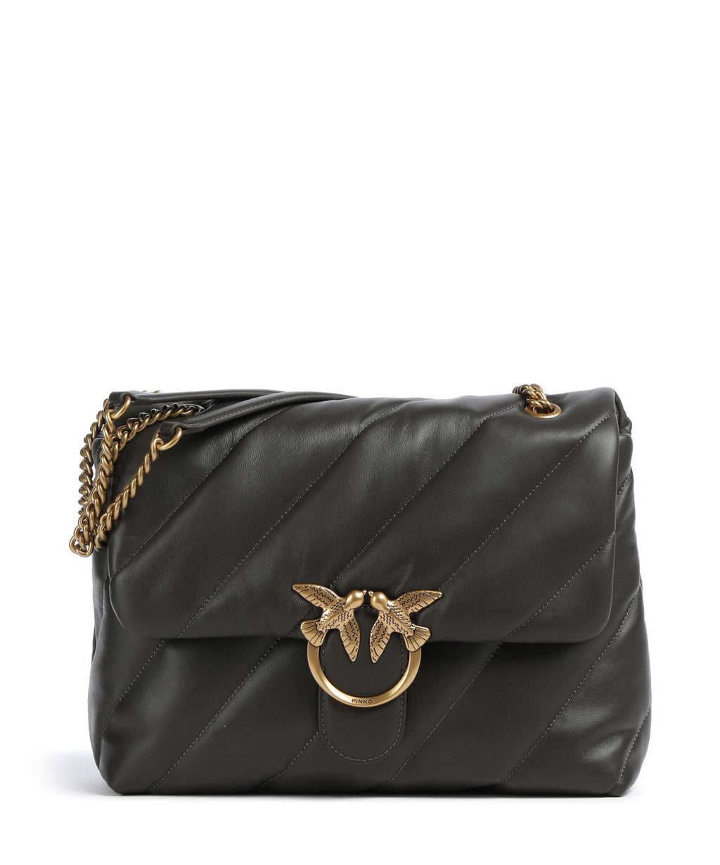 Pinko Love Puff Big Shoulder bag verde fango/antique gold