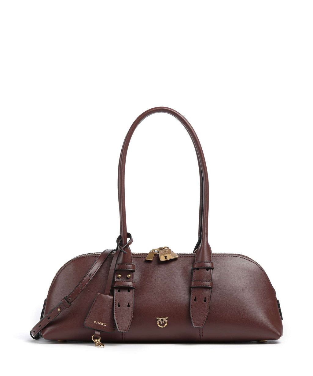 Pinko Bowling Horizontal Big Handbag burgundy wine/antique gold