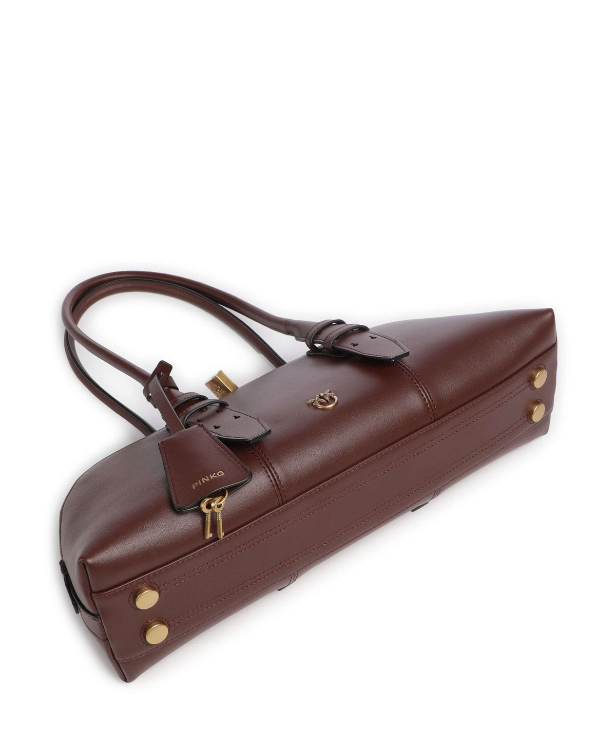 Pinko Bowling Horizontal Big Handbag burgundy wine/antique gold