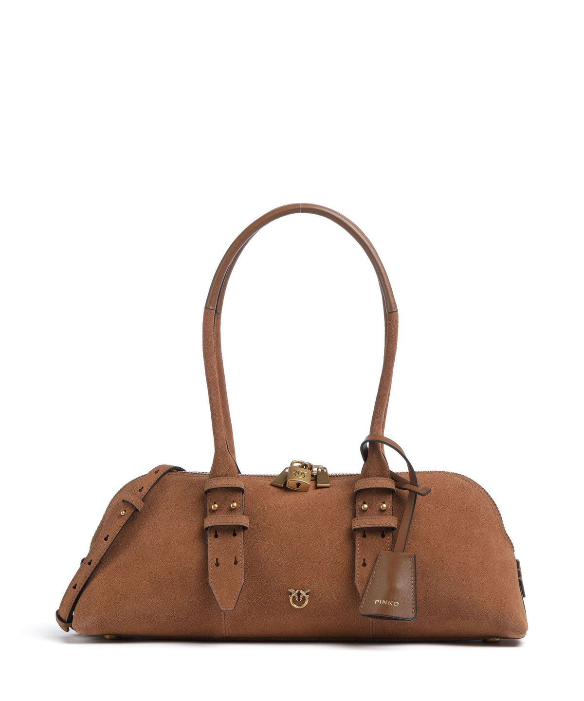 Pinko Bowling Horizontal Big Shoulder bag marrone/leone/antique gold