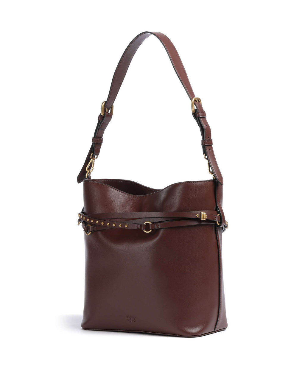 Pinko Belt Classic Bucket bag burgundy wine/antique gold